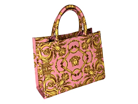 Versace Pastel Pink Signature Print Small Canvas Tote