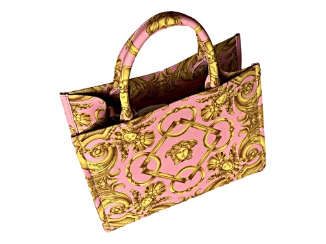 Versace Pastel Pink Signature Print Small Canvas Tote