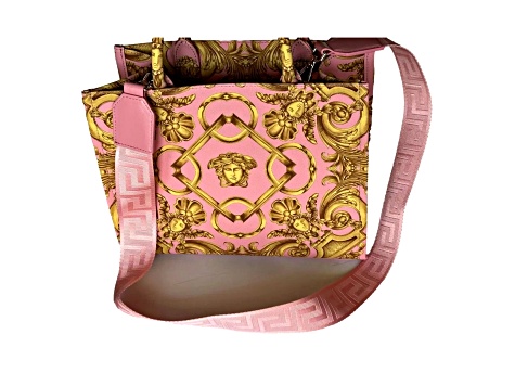 Versace Pastel Pink Signature Print Small Canvas Tote