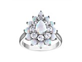 Lab Created Opal Sterling Silver Halo Ring 2.12 ctw