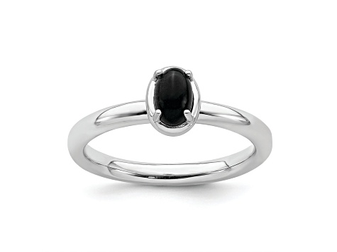 Sterling Silver Stackable Expressions Onyx Polished Ring
