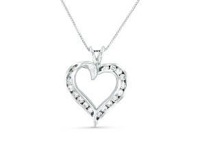 0.40ctw Diamond Heart Pendant with chain in 14k White Gold