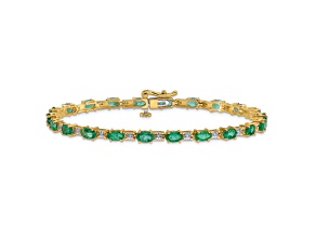 14k Yellow Gold and 14k White Gold Diamond and Emerald Bracelet