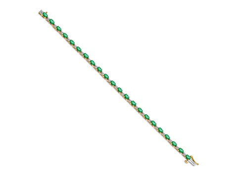14k Yellow Gold and 14k White Gold Diamond and Emerald Bracelet