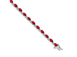 Rhodium Over 14k White Gold Diamond and Ruby Bracelet