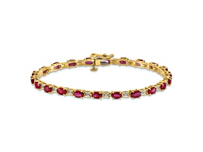 14k Yellow Gold and 14k White Gold Diamond and Ruby Bracelet