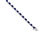 Rhodium Over 14k White Gold Diamond and Sapphire Bracelet