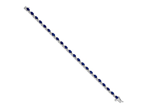 Rhodium Over 14k White Gold Diamond and Sapphire Bracelet
