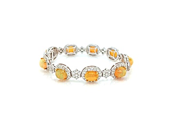Picture of 10.50 Ctw White Opal and 5.77 Ctw White Diamond Bracelet in 14K WG