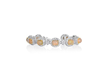 Picture of 10.50 Ctw White Opal and 5.77 Ctw White Diamond Bracelet in 14K WG