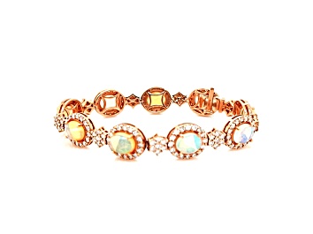 Picture of 10.50 Ctw White Opal and 5.77 Ctw White Diamond Bracelet in 14K RG