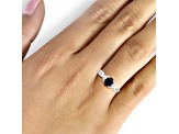 Black Sapphire with White Diamond Accent Rhodium Over Sterling Silver Ring 1.00ctw