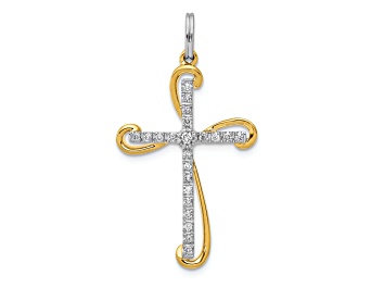 Picture of 14K Yellow and White Gold 1/6ct. Diamond Cross Pendant