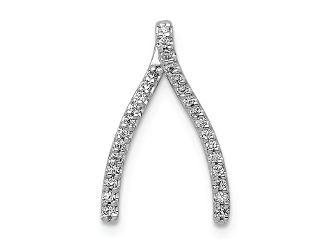 Rhodium Over 14k White Gold Diamond Wishbone chain slide