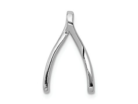 Rhodium Over 14k White Gold Diamond Wishbone chain slide