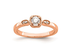 14K Rose Gold Petite Rope Edge Round Diamond Ring 0.24ctw
