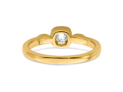 14K Yellow Gold Petite Rope Edge Round Diamond Ring 0.24ctw