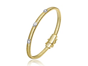 14K Gold Plated over Brass with Clear Cubic Zirconia Bangle Bracelet