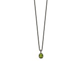 Sterling Silver Antiqued with 14K Accenty Peridot Oval Necklace