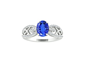 14K White Gold Oval Tanzanite and Diamond Ring, 1.50ctw