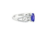 14K White Gold Oval Tanzanite and Diamond Ring, 1.50ctw