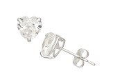 Lab Created White Sapphire Heart 10K White Gold Stud Earrings 2.00ctw