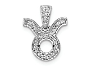 Rhodium Over 14K White Gold Diamond Taurus Zodiac Pendant
