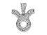 Rhodium Over 14K White Gold Diamond Taurus Zodiac Pendant