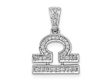 Picture of Rhodium Over 14K White Gold Diamond Libra Zodiac Pendant