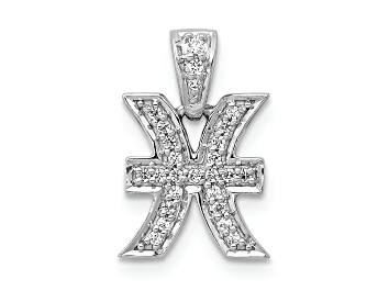 Picture of Rhodium Over 14K White Gold Diamond Pisces Zodiac Pendant