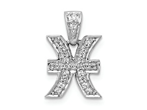 Rhodium Over 14K White Gold Diamond Pisces Zodiac Pendant