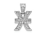 Rhodium Over 14K White Gold Diamond Pisces Zodiac Pendant