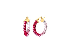 14K Yellow Gold Over Sterling Silver Painted Mini Rope Hoops in Red