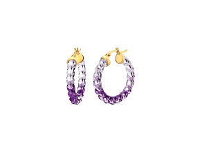 14K Yellow Gold Over Sterling Silver Painted Mini Rope Hoops in Purple