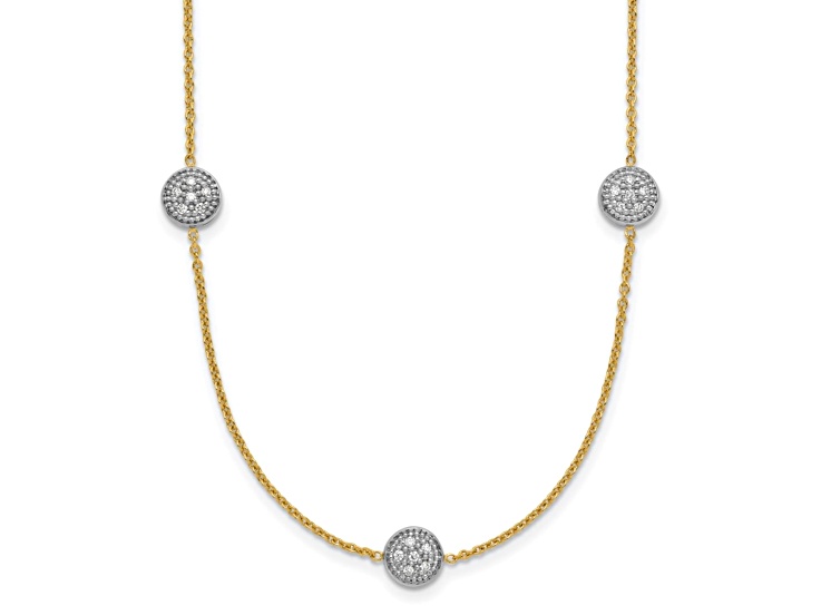 18K Two-tone Diamond Circles 18 Inch Necklace