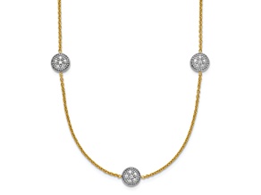18K Two-tone Diamond Circles 18 Inch Necklace