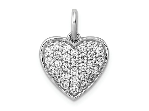 Rhodium Over 14k White Gold Diamond Heart Pendant - 194KJA | JTV.com