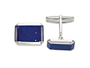 Sterling Silver Rectangle Lapis Cuff Links