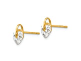 14k Yellow Gold Children's Cubic Zirconia Heart Stud Earrings