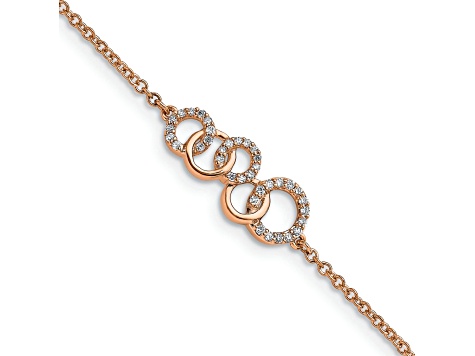 14k Rose Gold Diamond Circles with Star Dangle Bracelet