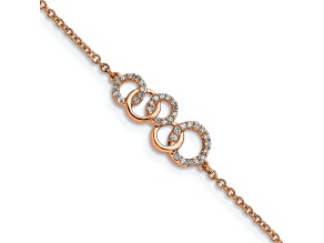 14k Rose Gold Diamond Circles with Star Dangle Bracelet