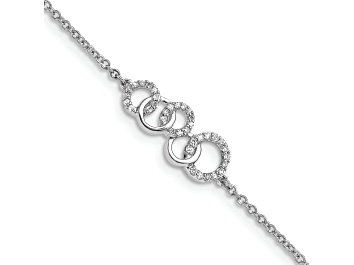 Picture of Rhodium Over 14k White Gold Diamond Circles with Star Dangle Bracelet