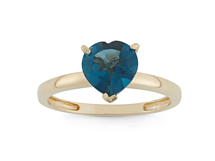 London Blue Topaz 10K Yellow Gold Heart Ring 2.00ctw