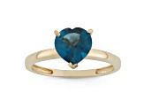 London Blue Topaz 10K Yellow Gold Heart Ring 2.00ctw