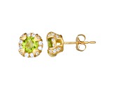 Round Peridot 10K Yellow Gold Stud Earrings 0.96ctw