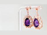 Amethyst and CZ 6.95 Ctw Pear 18K Rose Gold Over Sterling Silver Center Design Earrings Jewelry