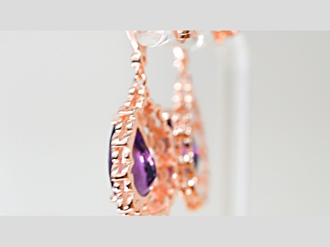 Amethyst and CZ 6.95 Ctw Pear 18K Rose Gold Over Sterling Silver Center Design Earrings Jewelry