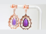 Amethyst and CZ 6.95 Ctw Pear 18K Rose Gold Over Sterling Silver Center Design Earrings Jewelry