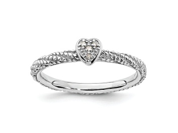 Picture of Sterling Silver Diamond Stackable Expressions Textured Heart Ring 0.02ctw