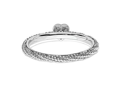 Sterling Silver Diamond Stackable Expressions Textured Heart Ring Sterling Silver Diamond Stackable Expressions Textured Heart Ring